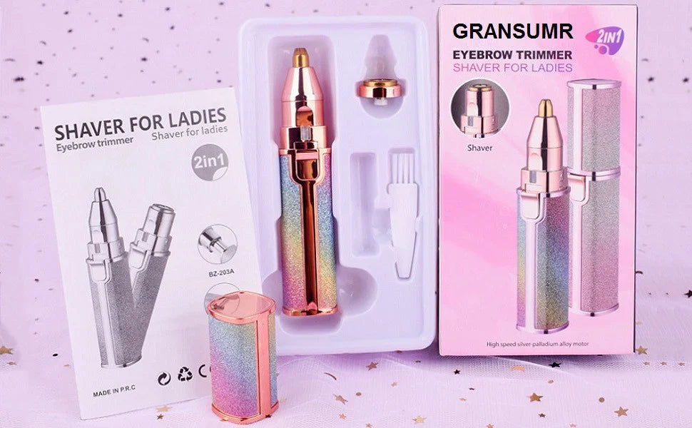 Depiladora Facial 2 en 1 Recargable con Luz LED – Rostro y Nariz